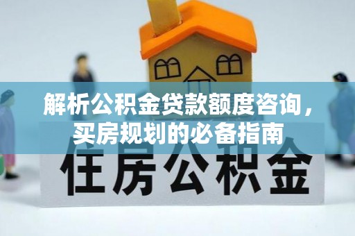 台西解析公积金贷款额度咨询，买房规划的必备指南